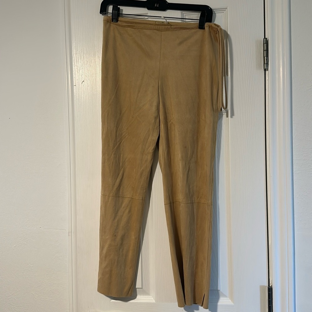 Suede Drawstring Cropped Pants